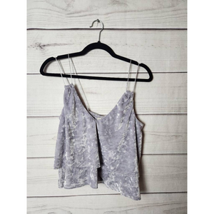 Express One Eleven Womens Tank‎ Top Gray Spaghetti Strap Tiered Elastic Back XS